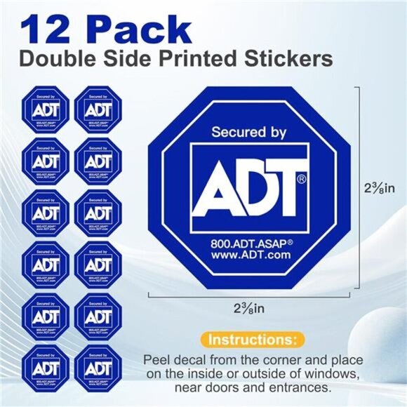 ADT Stickers 12 Pack Security Camera HD Printed Waterproof Window Yard Sign NEW - Picture 2 of 7